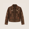Women Embroidered Suede Leather Jacket
