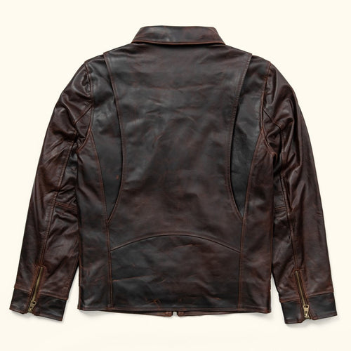 Brown leather jacket on a white background