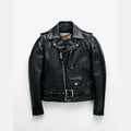 Black leather jacket on a white background