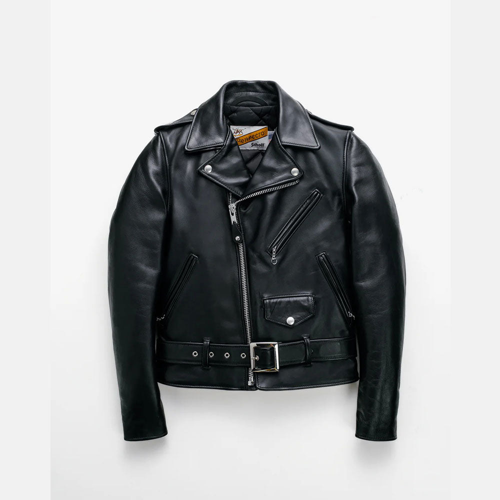 Black leather jacket on a white background