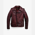 burgundy leather jacket on a white background
