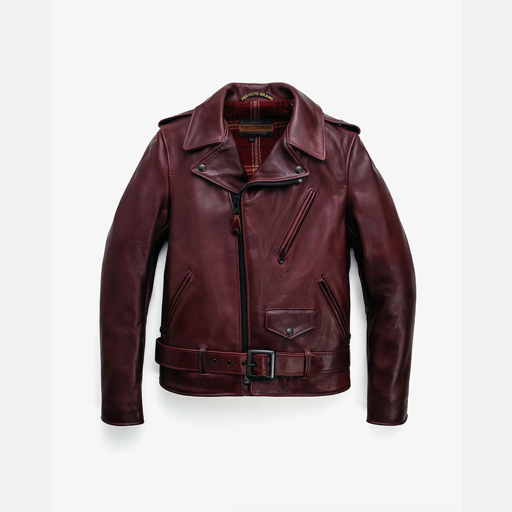 burgundy leather jacket on a white background