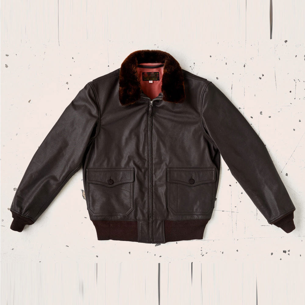 shearling collar men leather bomber jacket