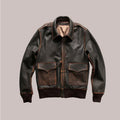 Brown Distressed Aviator Leather Bomber Jacket