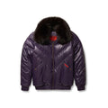 Men's Purple Goose V Bomber Jacket - Genuine Fox Fur Removable Collar