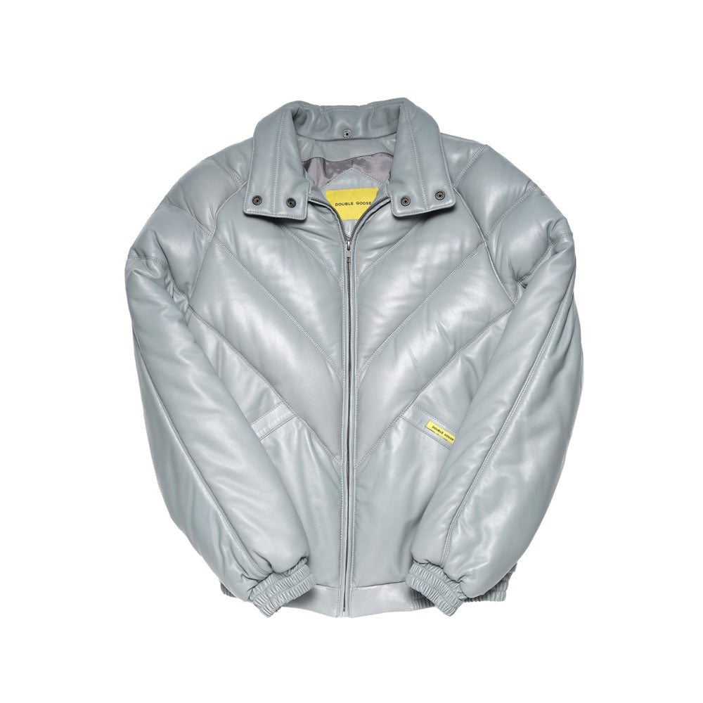 gray double goose country  jacket on white background