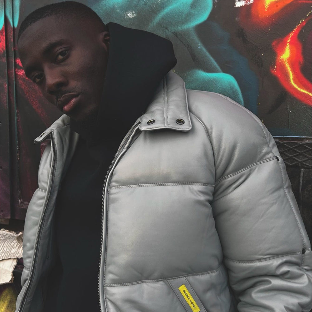 model wearing double goose jacket