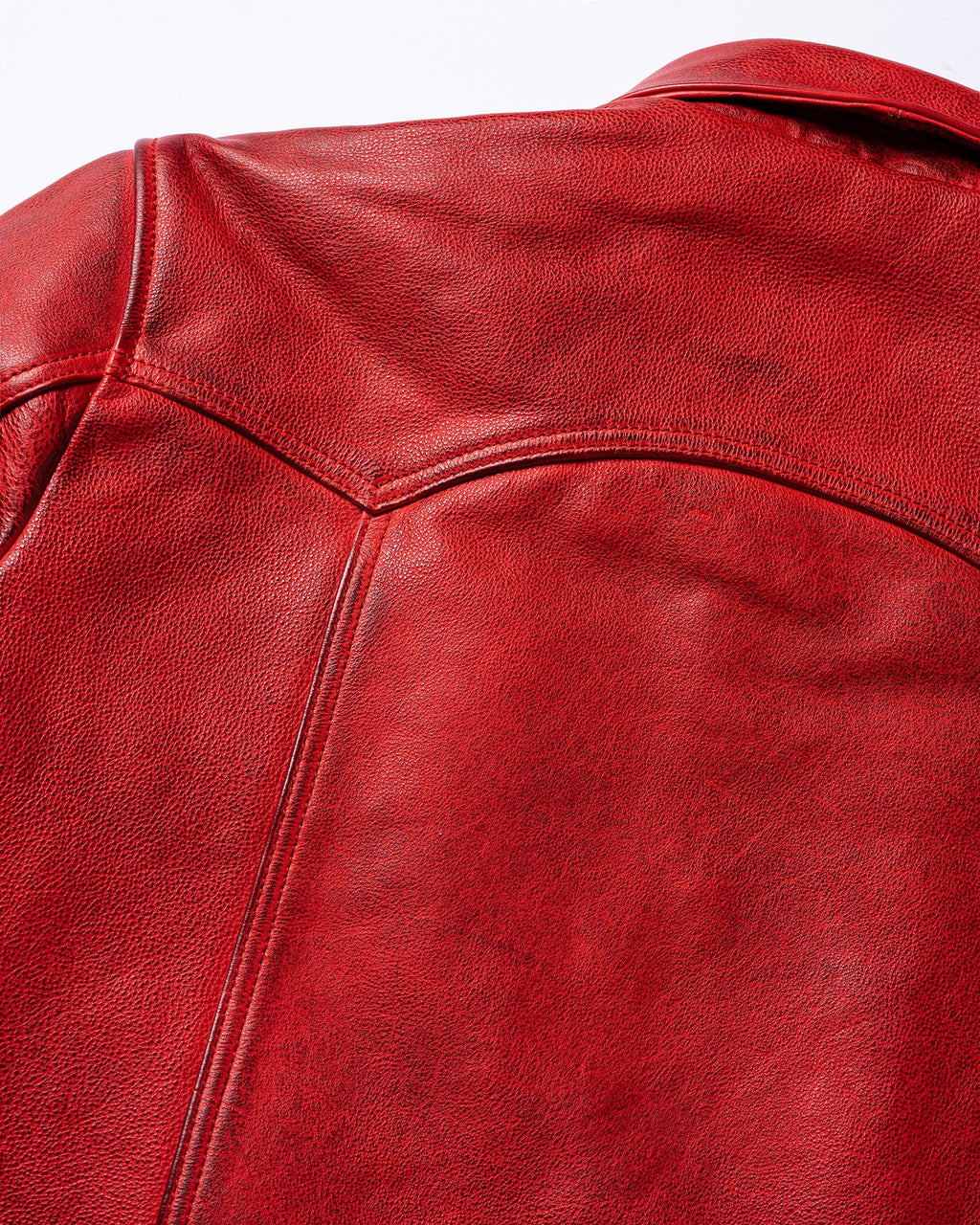 Close-up of a red leather jacket