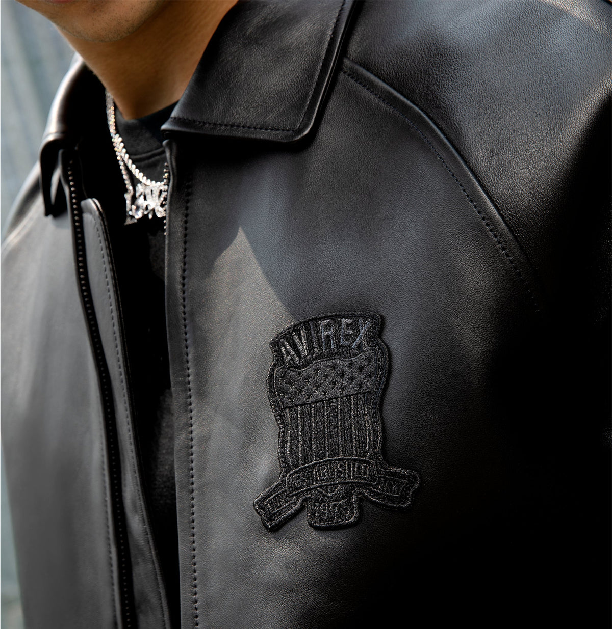 avirex jacket closeup view