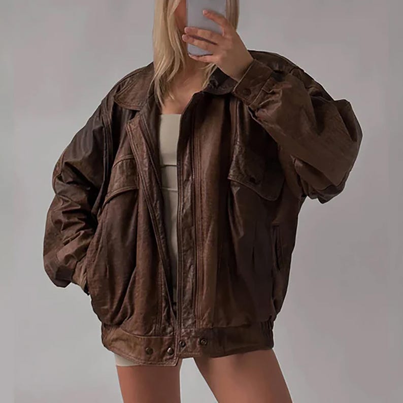 Women Brown Vintage Leather Jacket