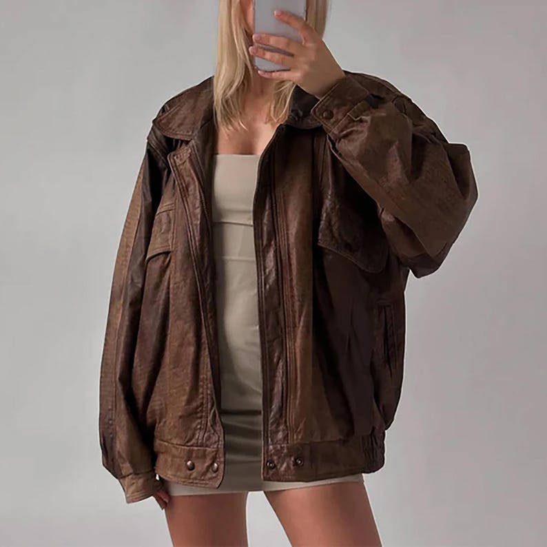 Women Brown Vintage Leather Jacket