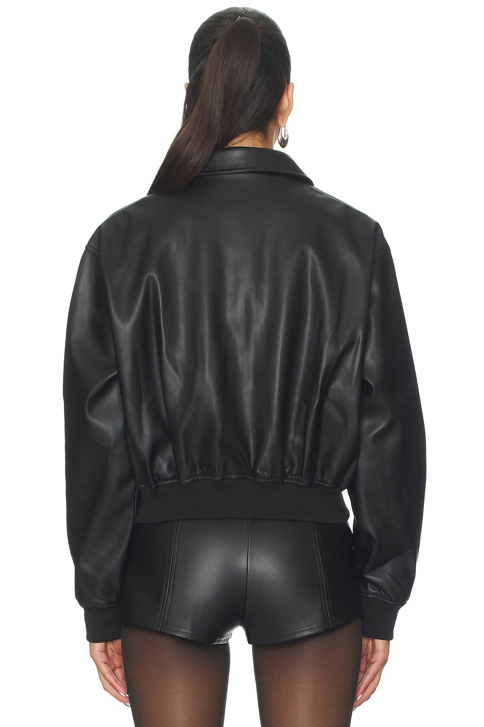 Women Black Leather Bomber Jacket - Genuine Bomber Jacket