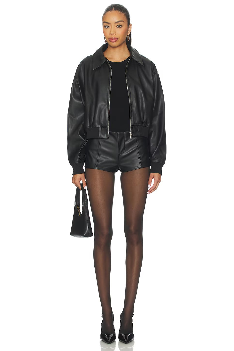Women Black Leather Bomber Jacket - Genuine Bomber Jacket