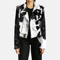 Women Brown and White Cowhide Leather Jacket