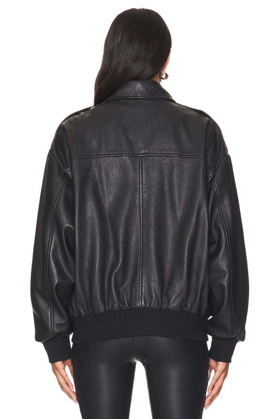 Genuine Black Leather Bomber Jacket - Authentic High Quality Leather