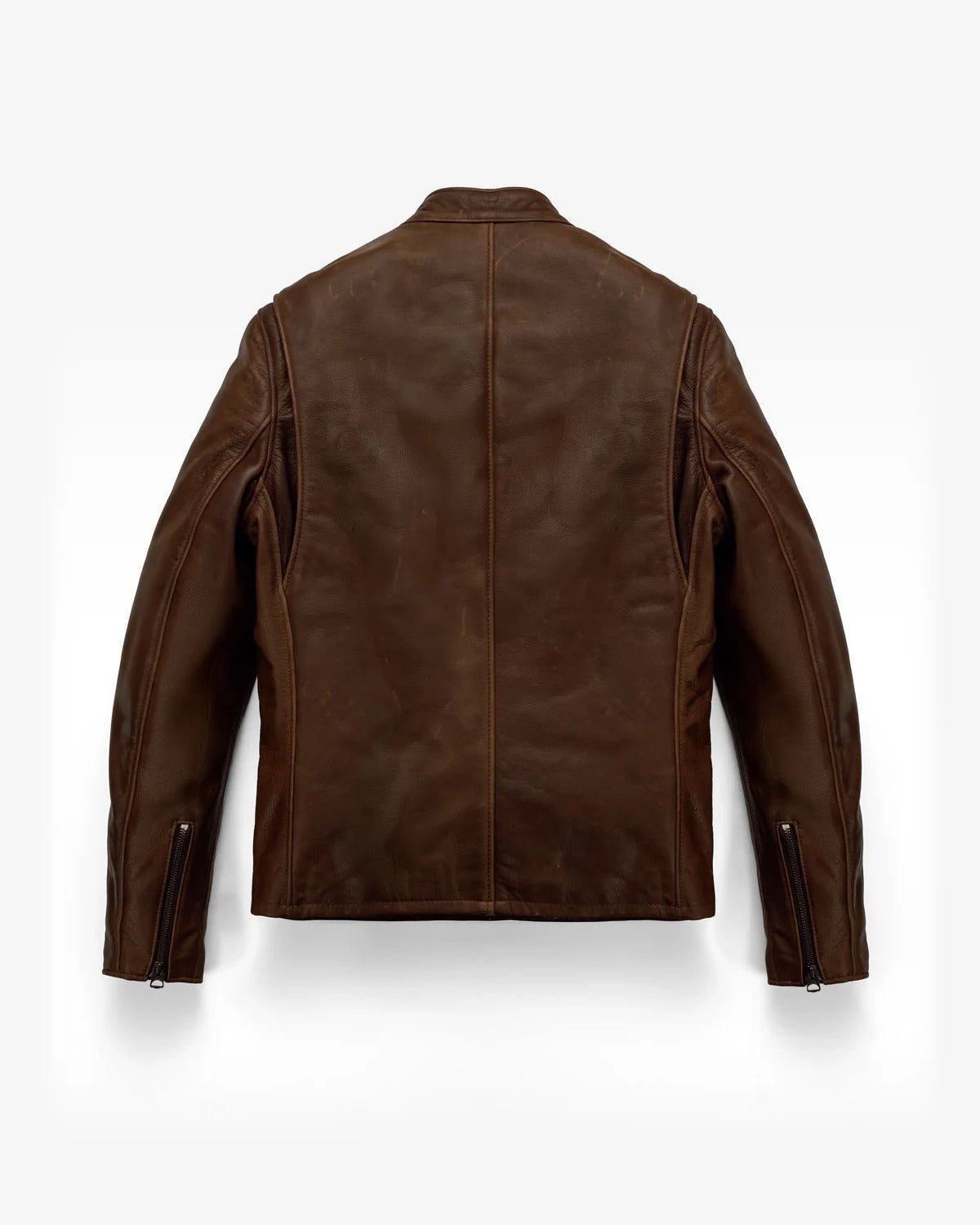 Brown leather jacket on a white background