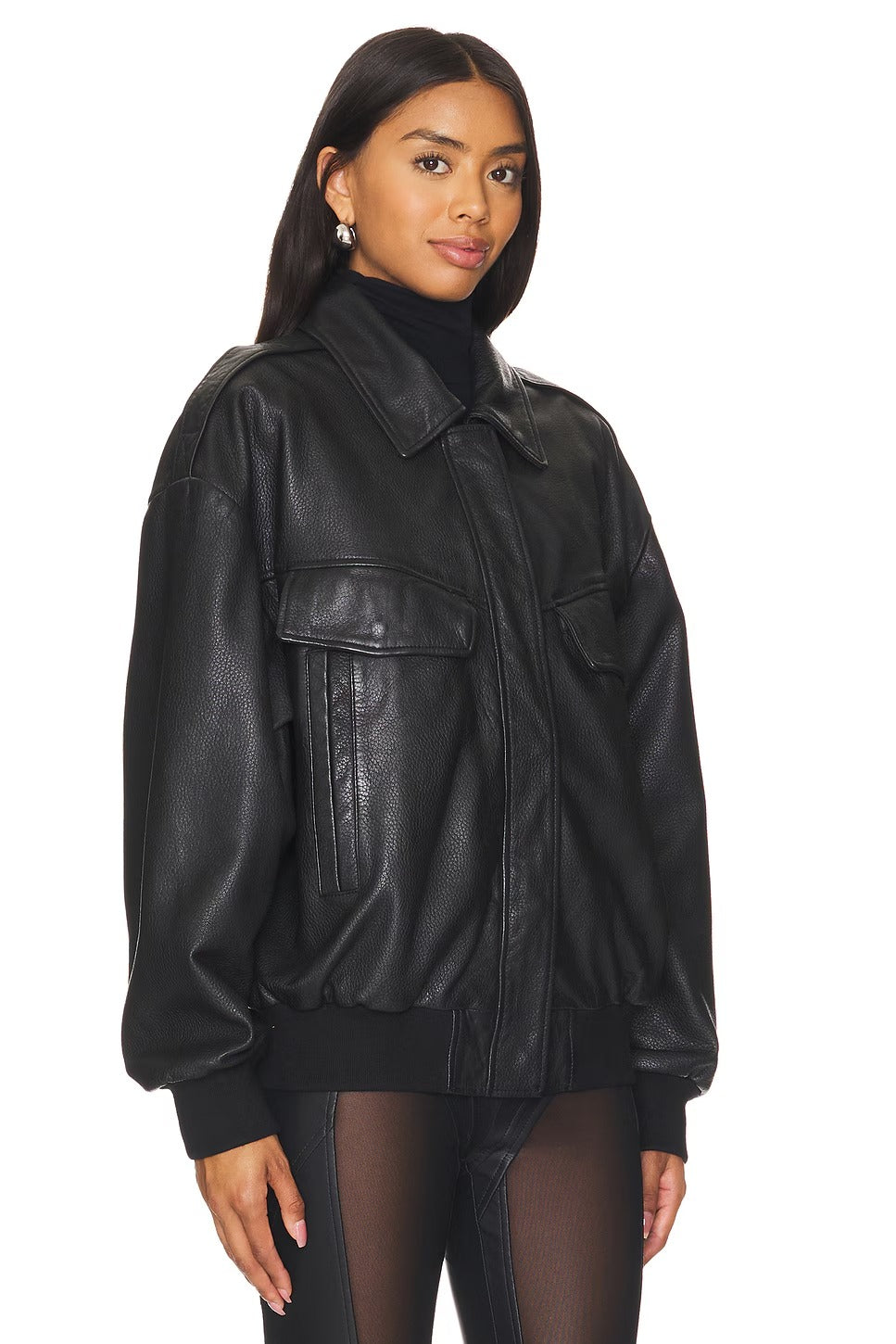 Genuine Black Leather Bomber Jacket - Authentic High Quality Leather