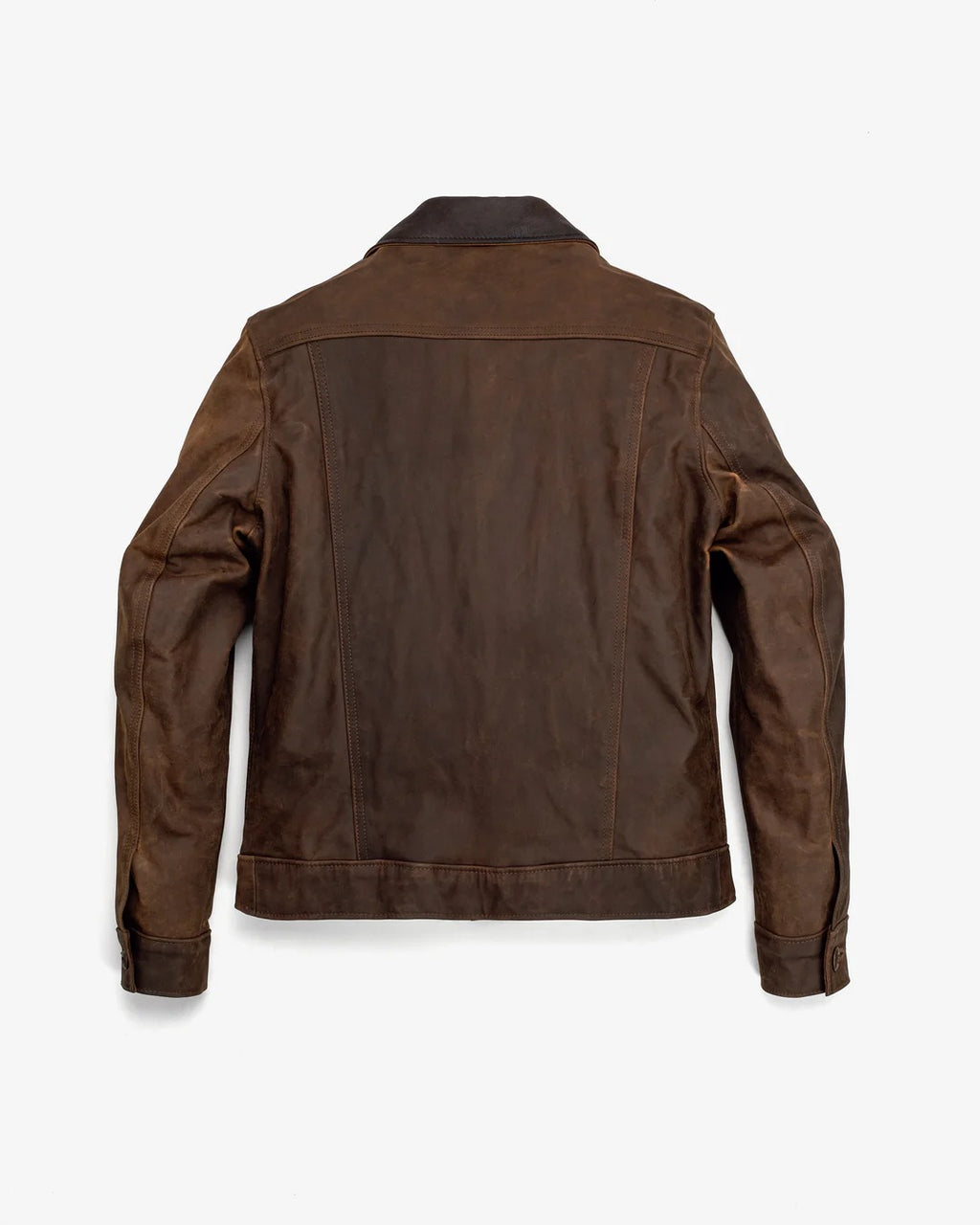 Brown leather jacket on a white background