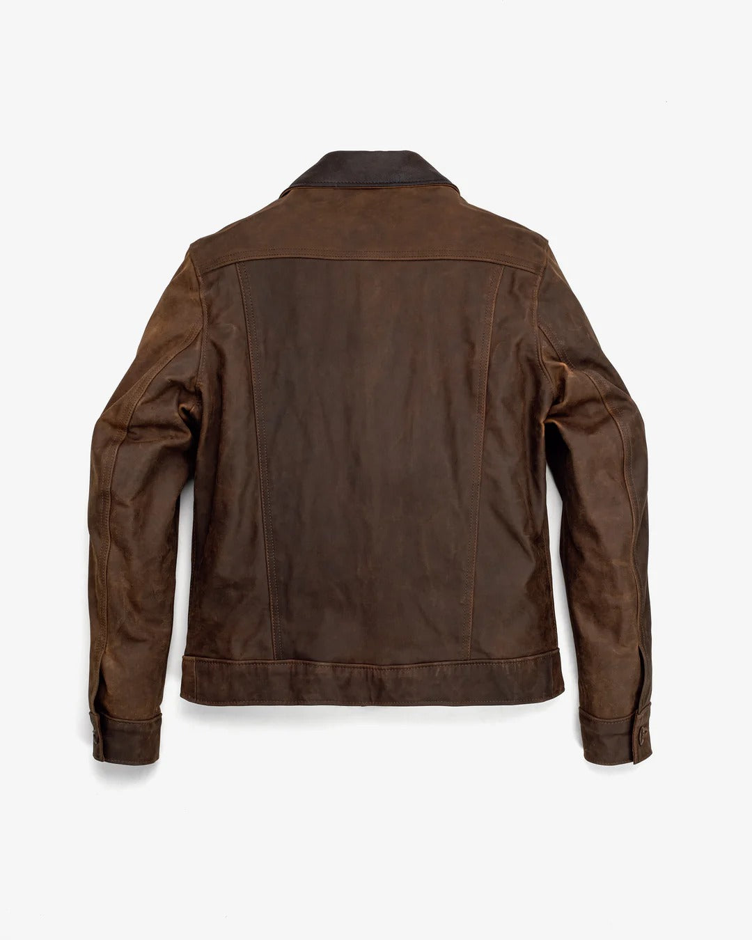 Brown leather jacket on a white background