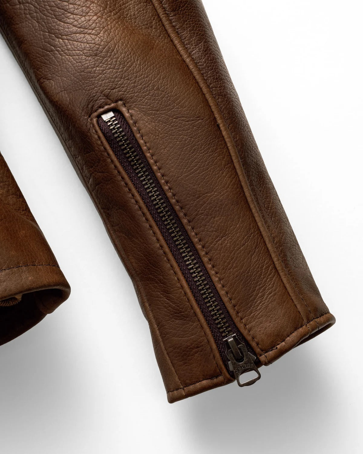 Natural Pebbled Genuine Cowhide Waxed Racer Jacket