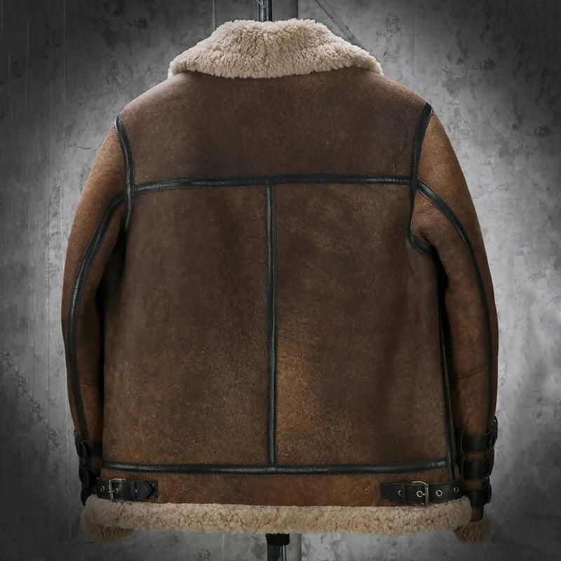 Back view of shearling jacket