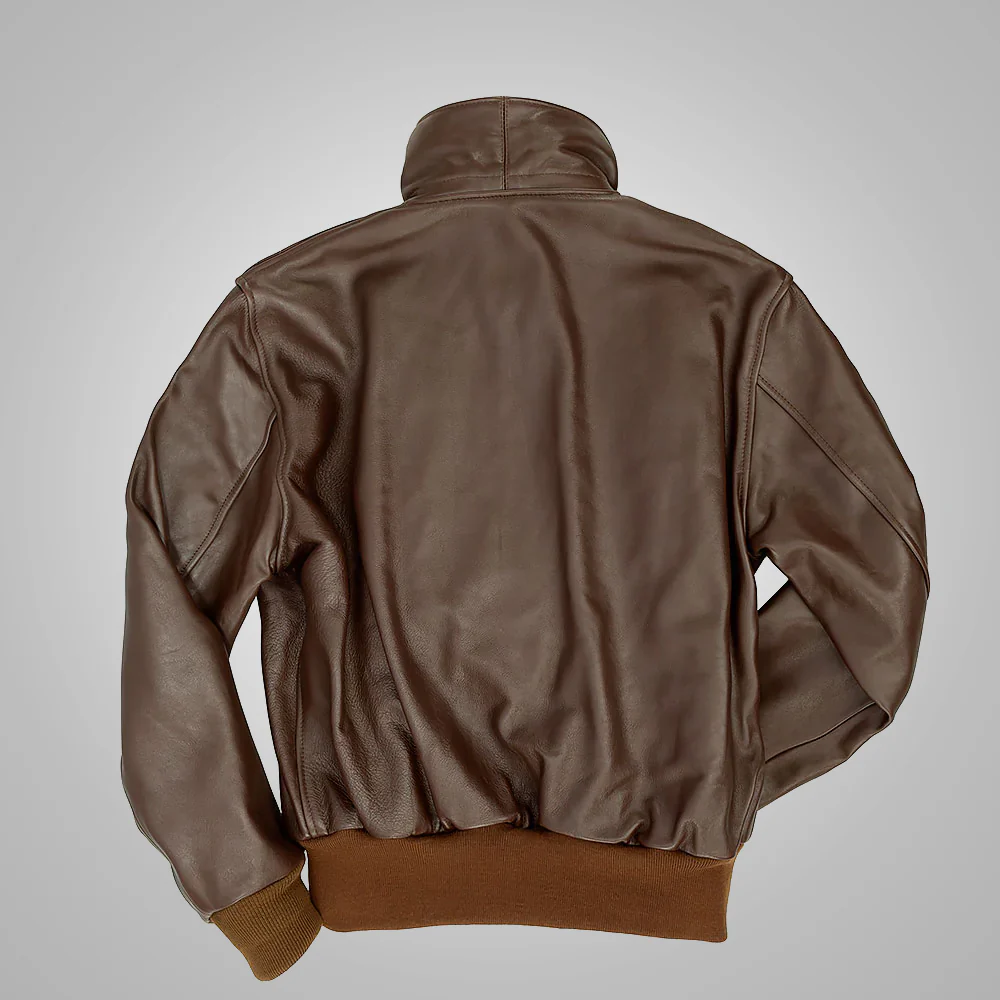 Brown leather jacket on a gray background