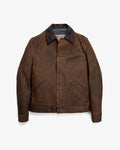 Brown leather jacket on a white background
