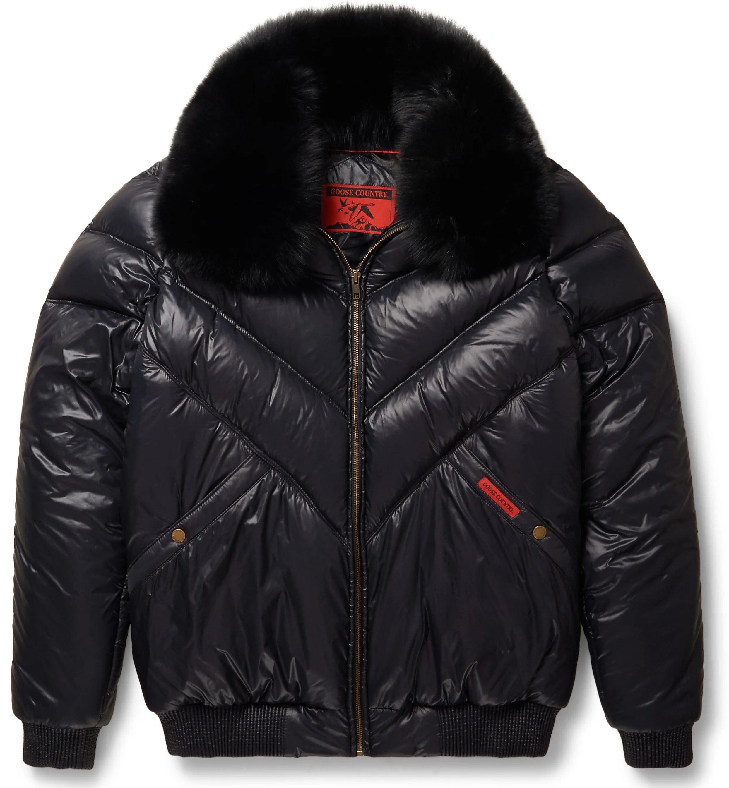 Black Original Leather Goose Country Bomber Jacket