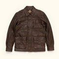Brown leather jacket on a white background