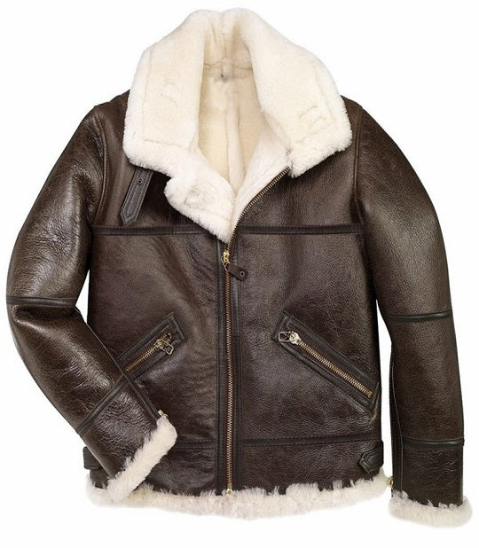 men brown b3 shearling bomber jacket