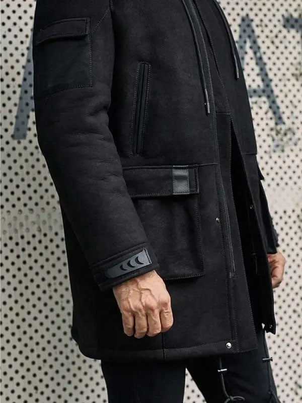 Black coat with textured background