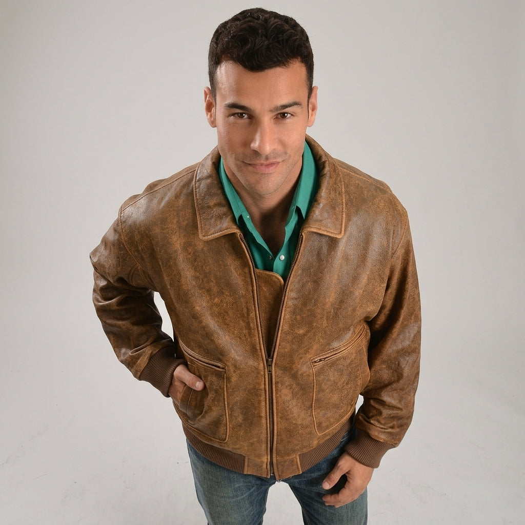 top view of men leather jacket