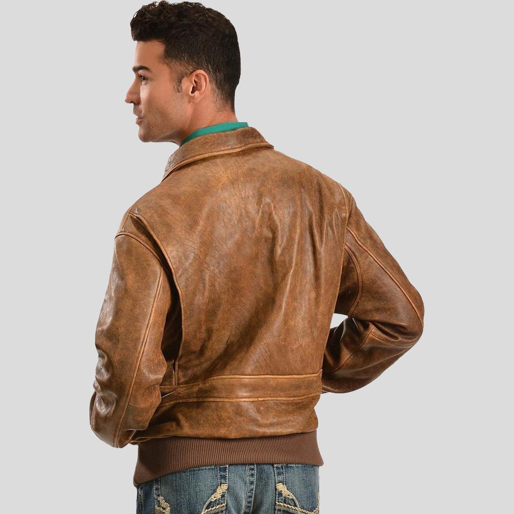 back view of men leather jacket