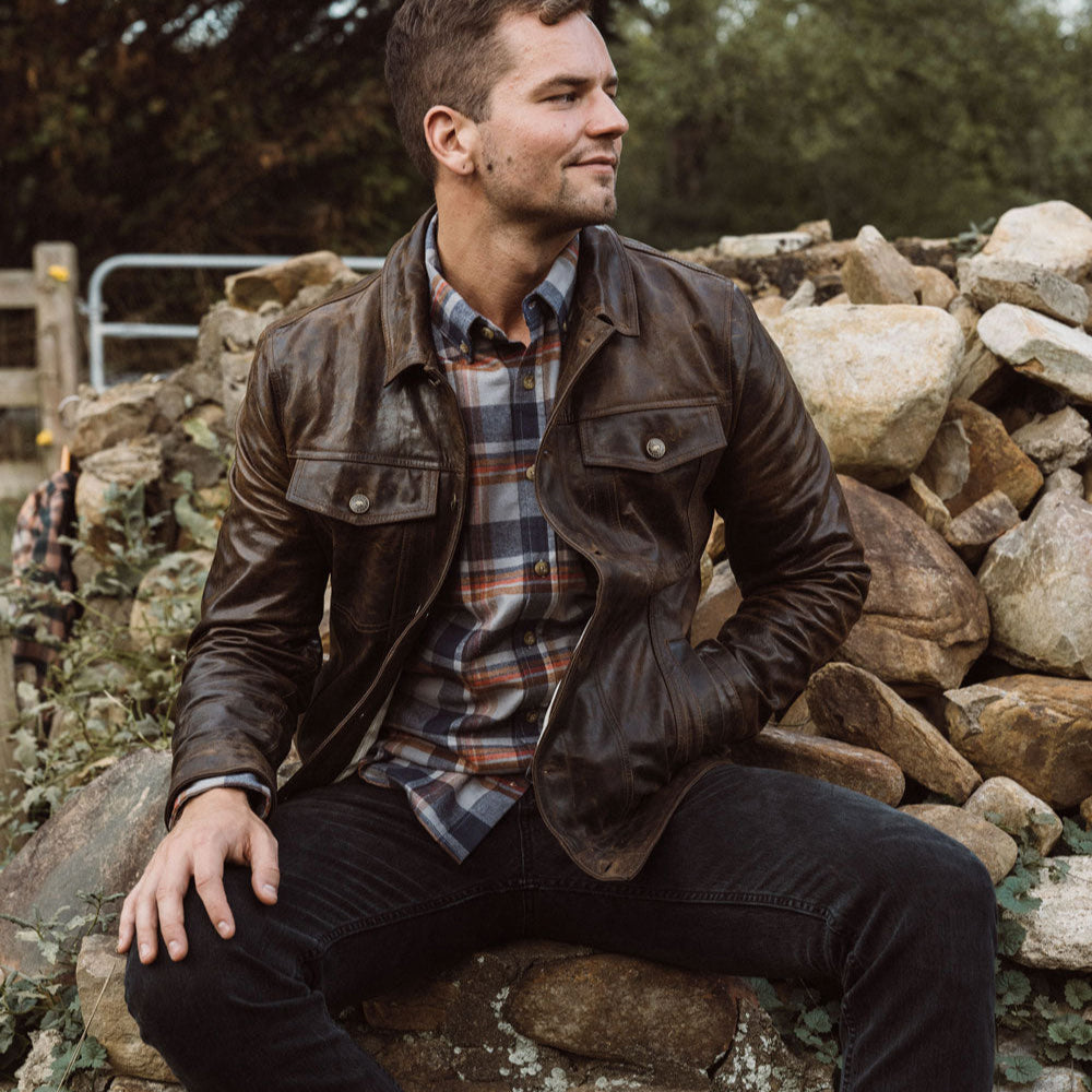 Men Brown Goat Leather Jacket