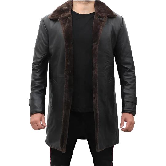 Men shearling trench coat
