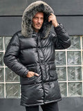 men leather down filled leather coat