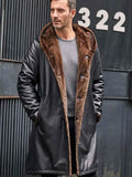 Cowhide Shearling Fur Hooded Leather Coat