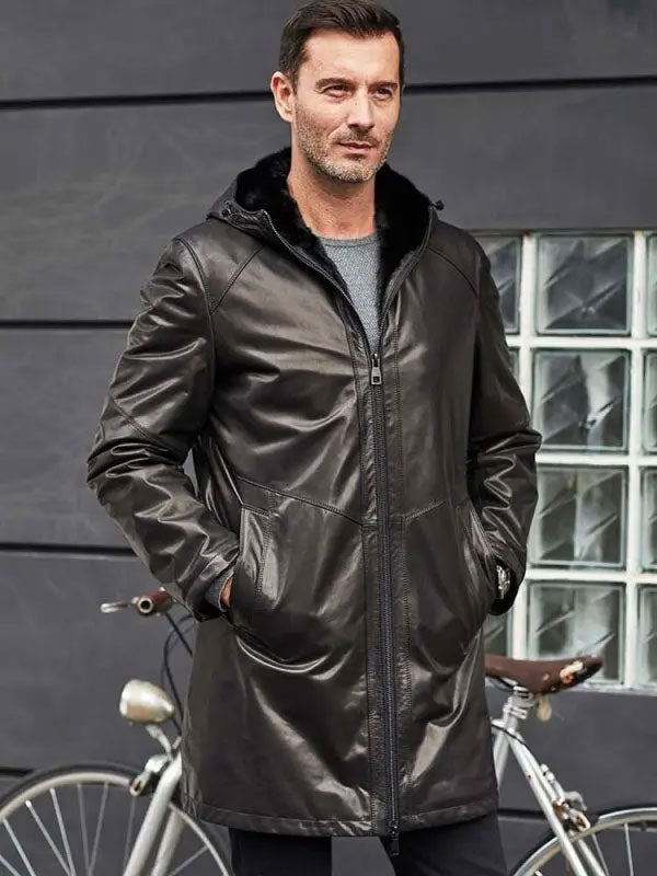 mens shearling leather coat 