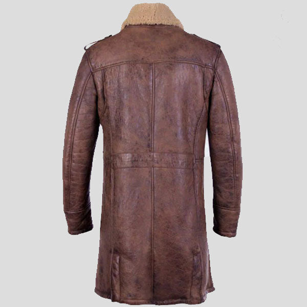 Men Leather trench coat back view