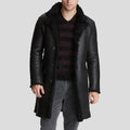 shearling leather trench coat for men