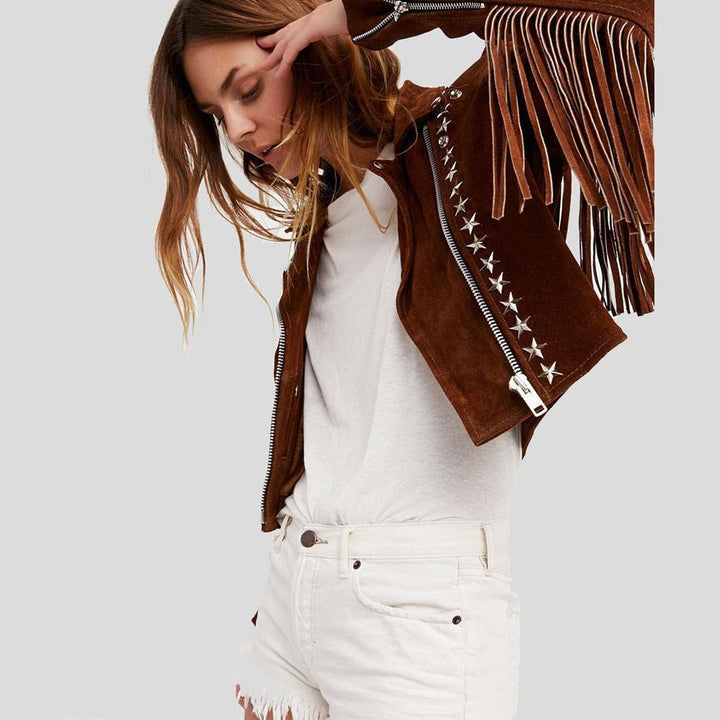 brown women suede jacket