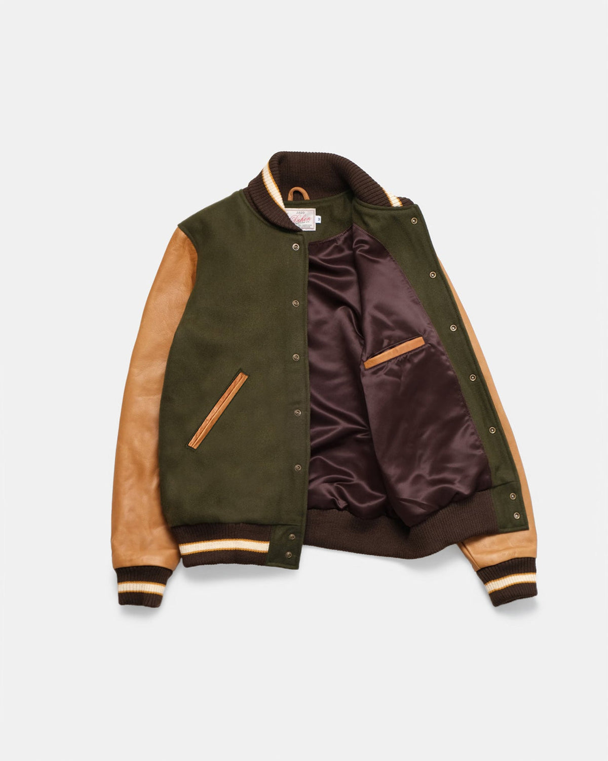 inside pocket view of varsity jacket