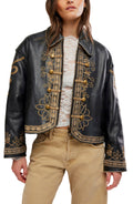 Women Embroidered Leather Jacket