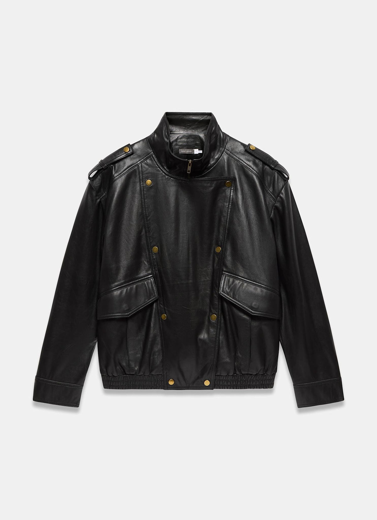 Women's Black Oversized Leather Jacket