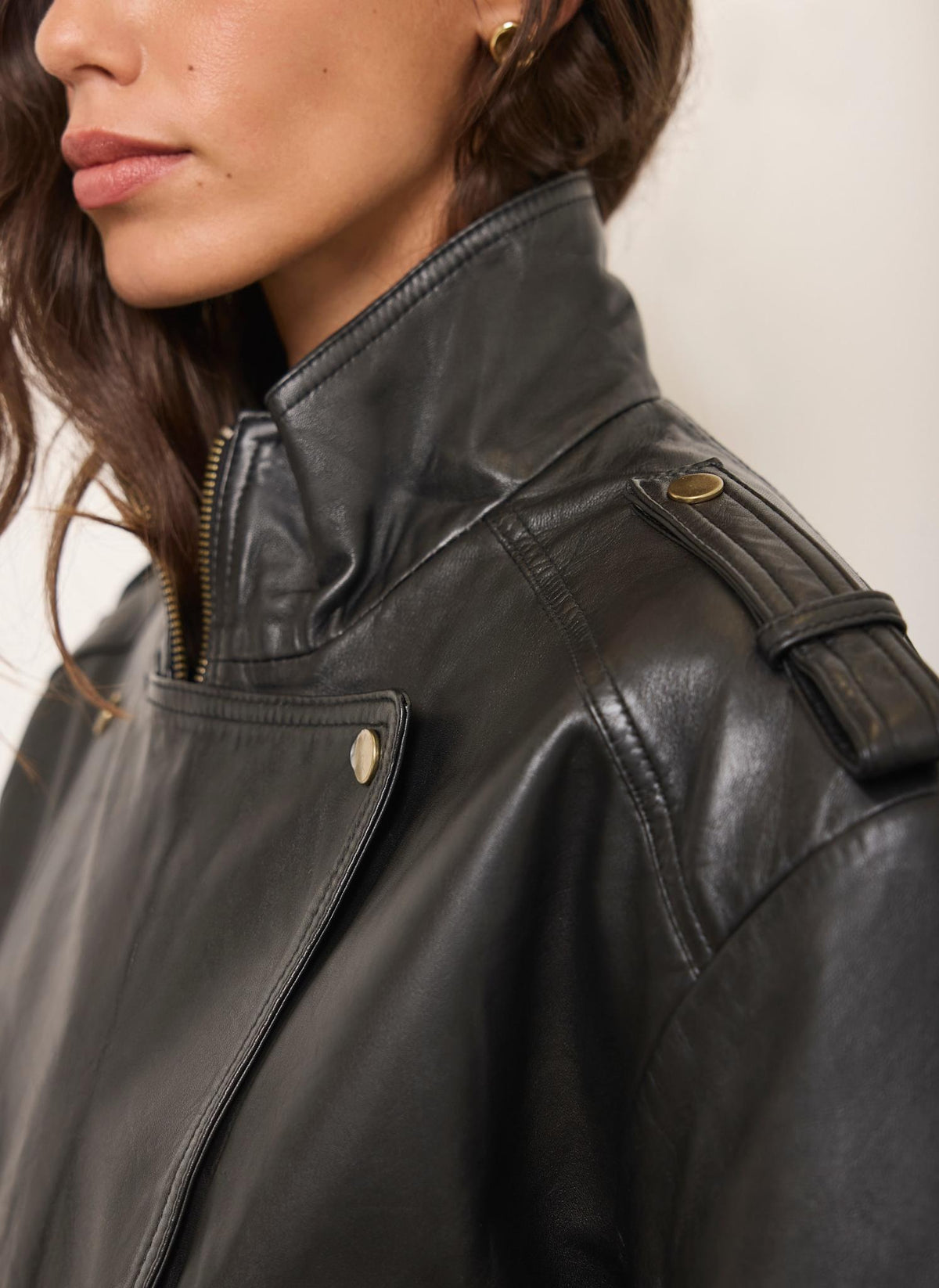 Women's Black Oversized Leather Jacket